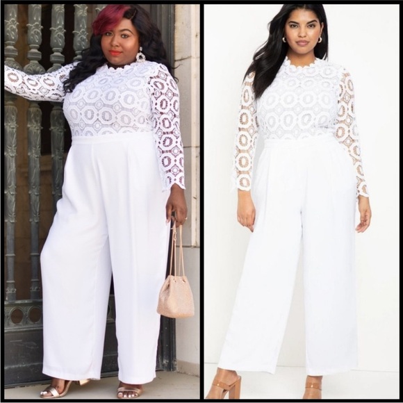 Eloquii Lace Wide Leg Jumpsuit - Picture 2 of 16